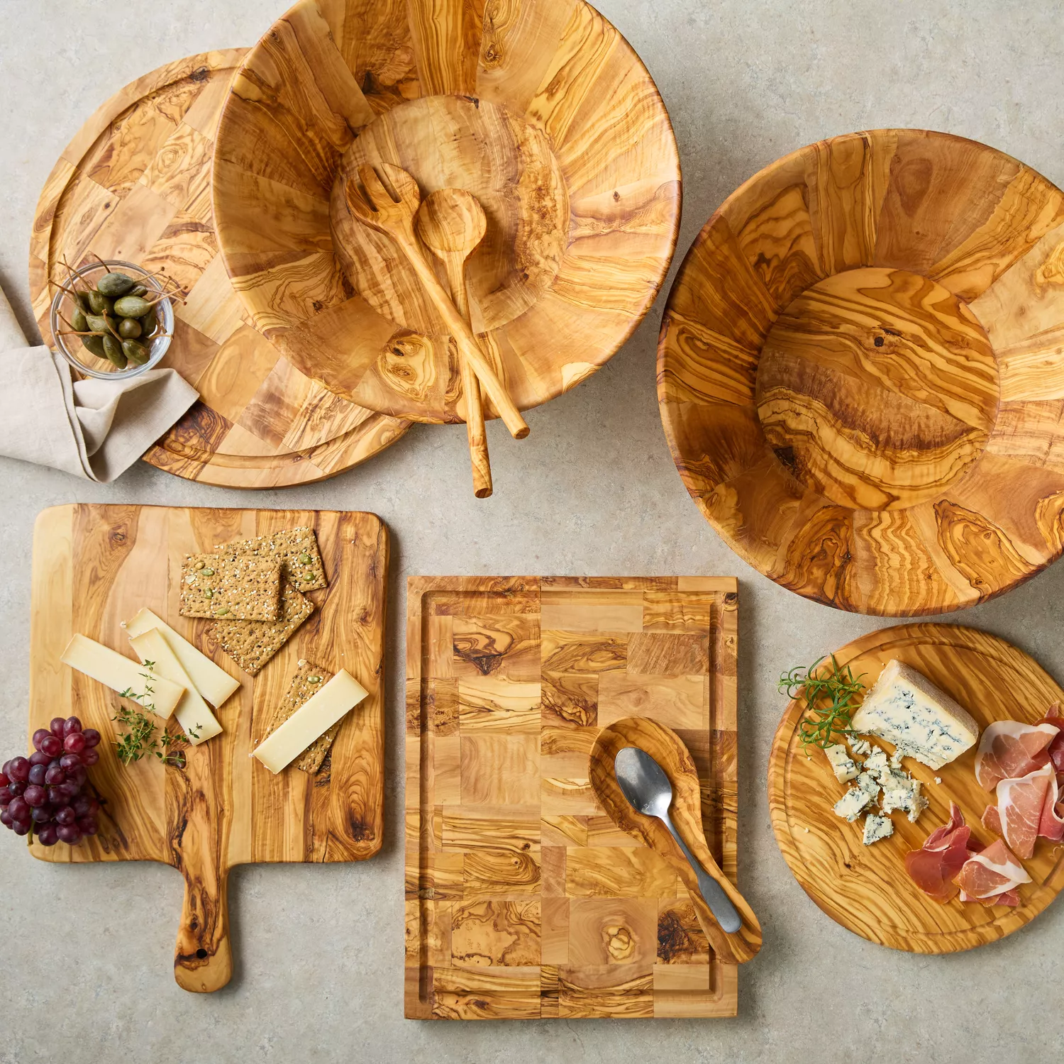 Sur La Table Italian Olivewood Endgrain Round Cheese Board