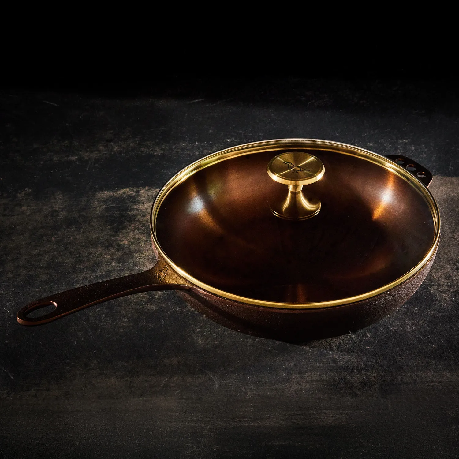 Smithey Polished Cast Iron Deep Skillet with Lid, 11"