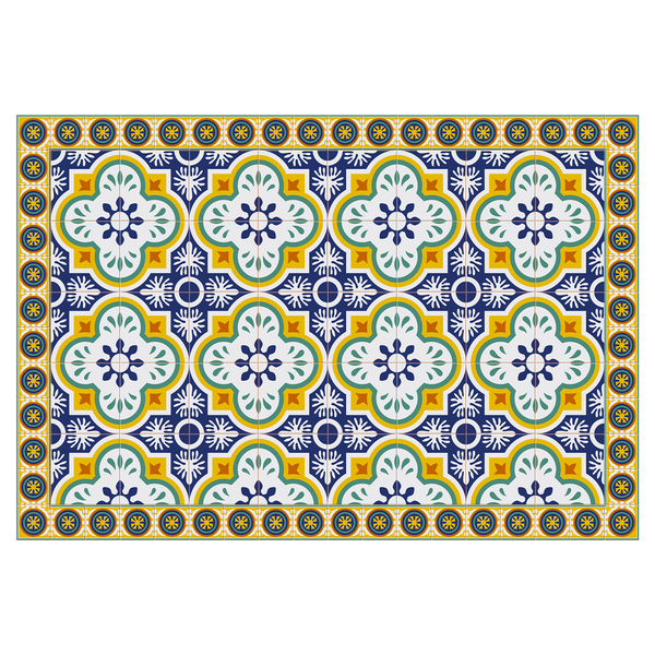 Deruta-Style Tile Vinyl Placemats, Set of 4