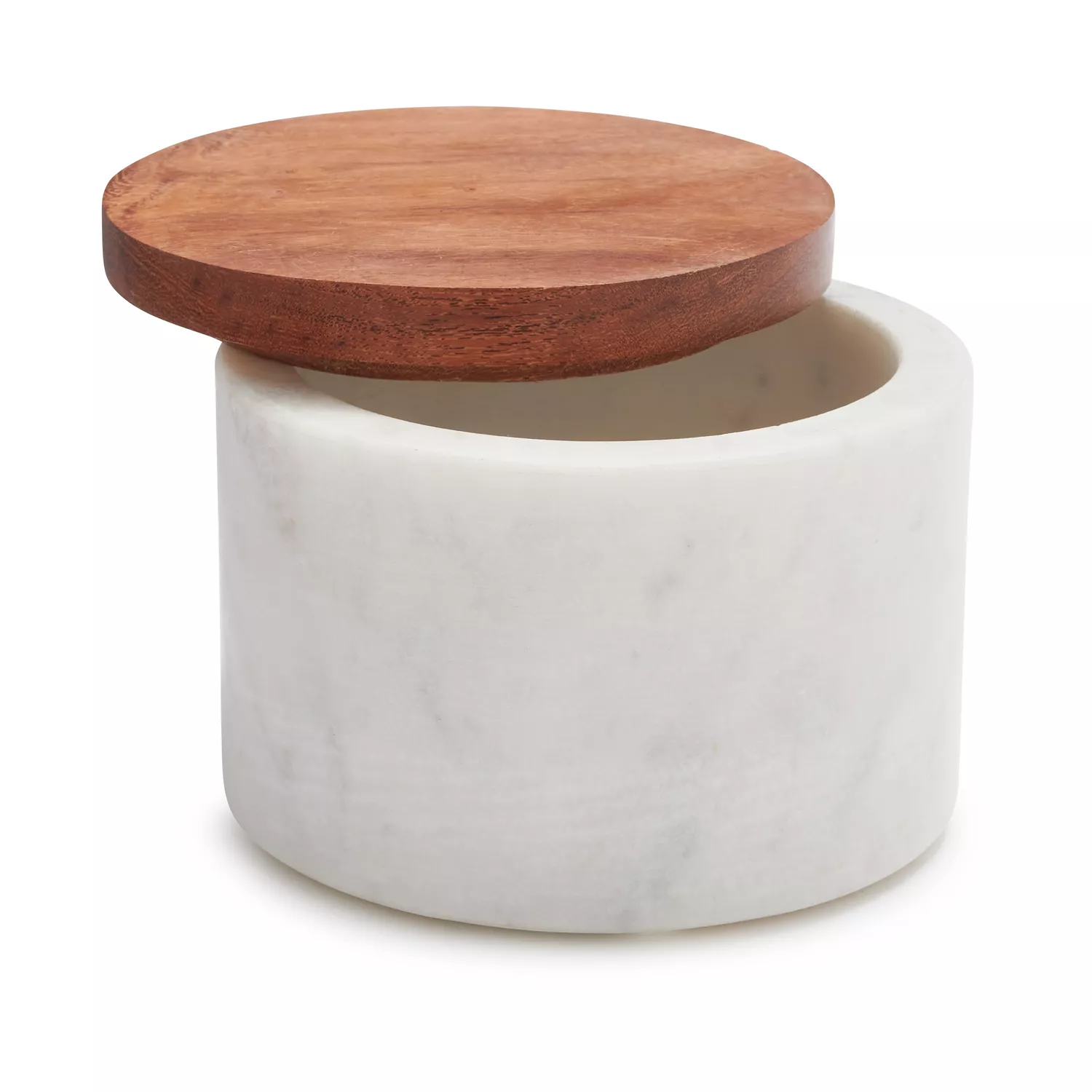 Sur La Table Marble Salt Keeper with Acacia Wood Lid