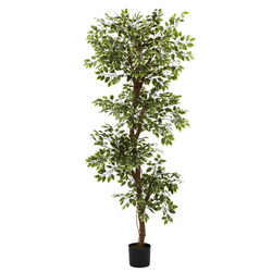 Nearly Natural Variegated Silk Ficus Tree, 6'