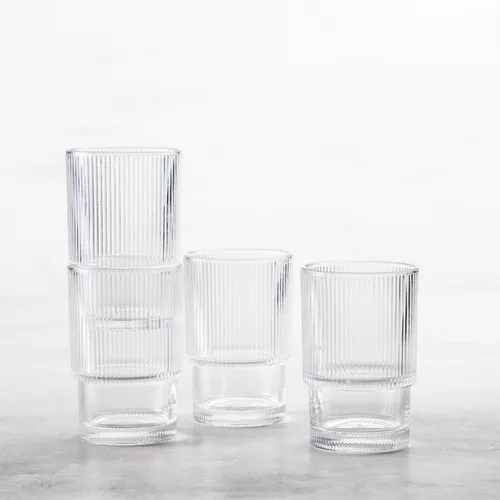 Fortessa Noho Stackable Iced Beverage Glasses, Set of 4