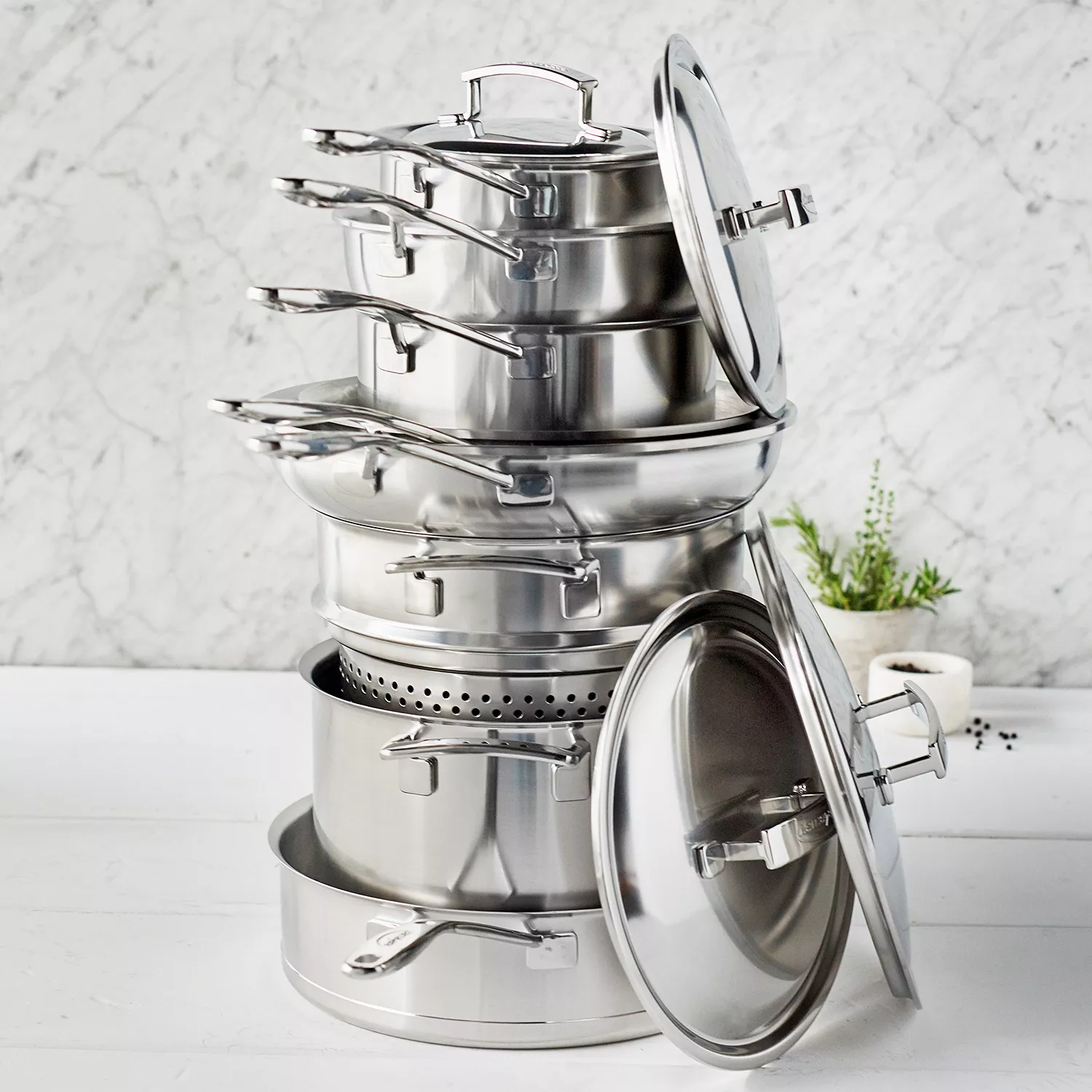 Demeyere Silver7 Stainless Steel 12-Piece Cookware Set