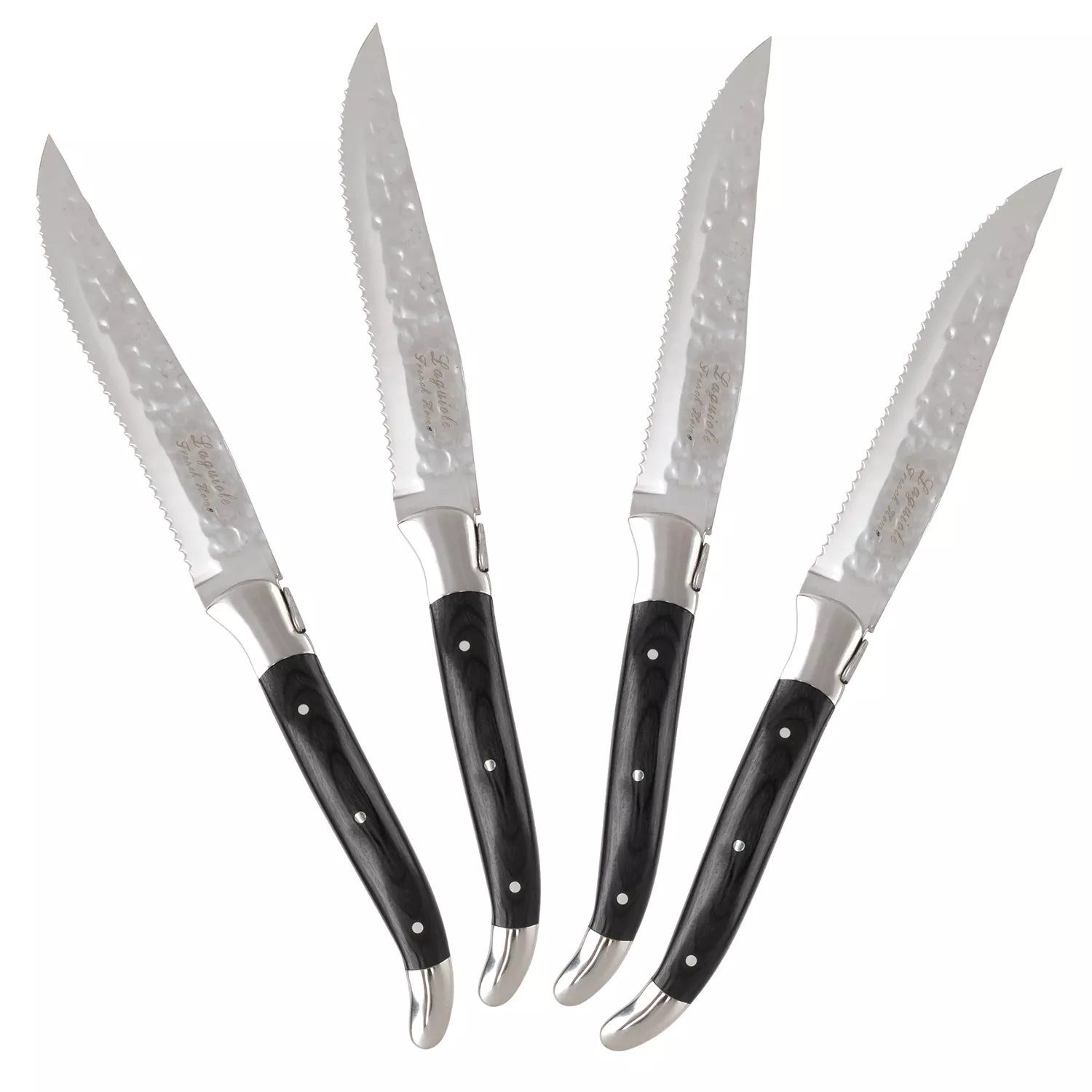French Home Grande Connoisseur Laguiole Black Steak Knives, Set of