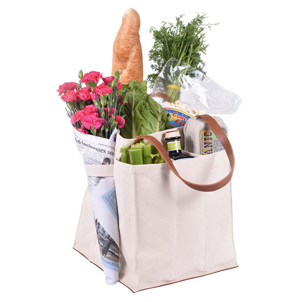 CapaBunga Canvas Market Tote, Multi-Pocket, Green or Cream on Food52