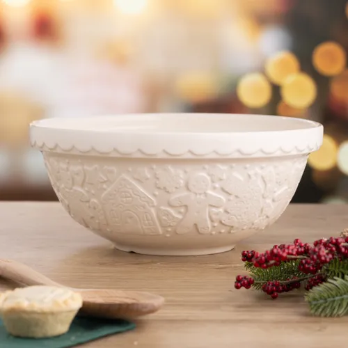 Mason Cash Gingerbread Lane Cream Mixing Bowl, 2.85 qt