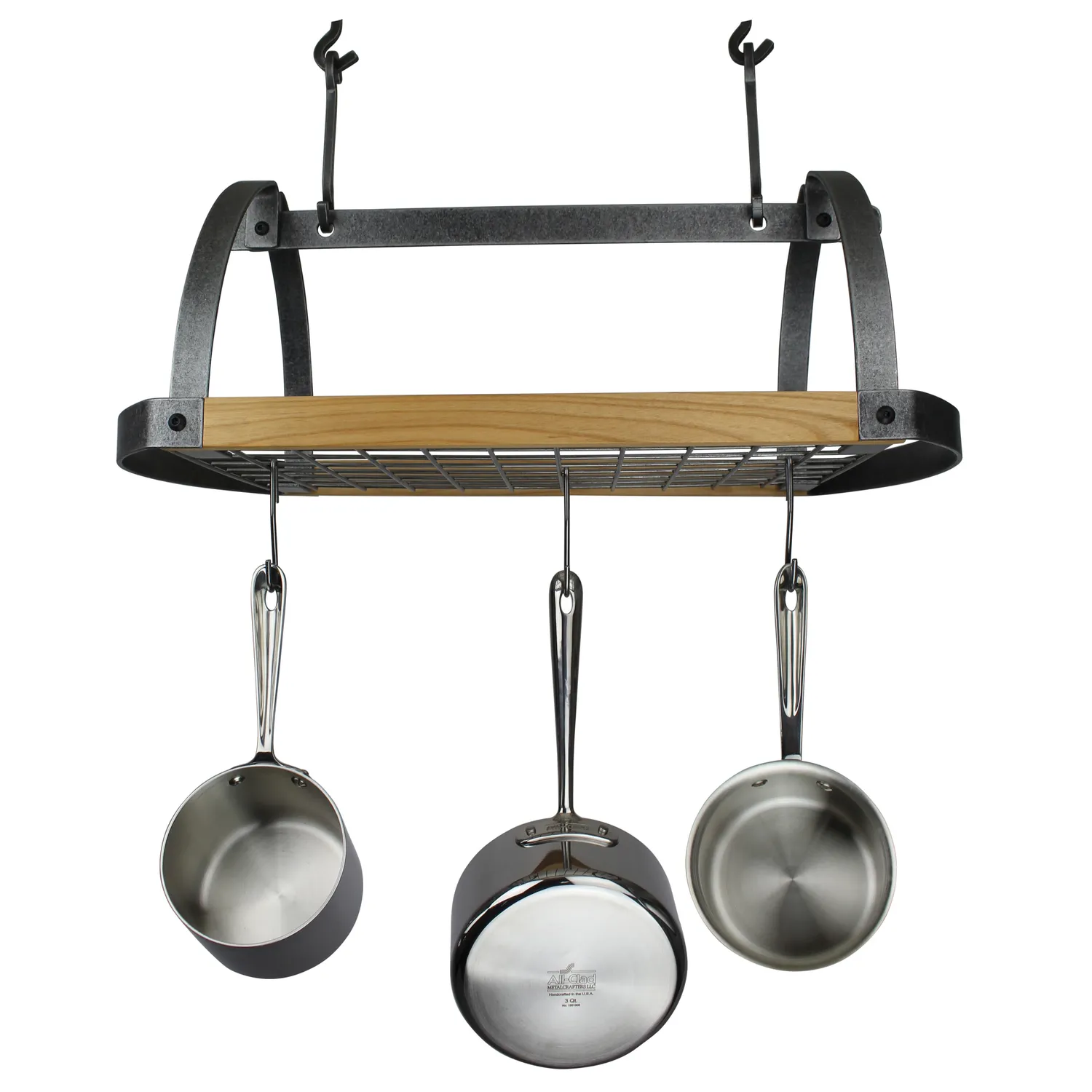 Enclume Decor Alder & Hammered Steel Oval Ceiling Pot Rack