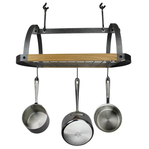 Enclume Decor Alder & Hammered Steel Oval Ceiling Pot Rack