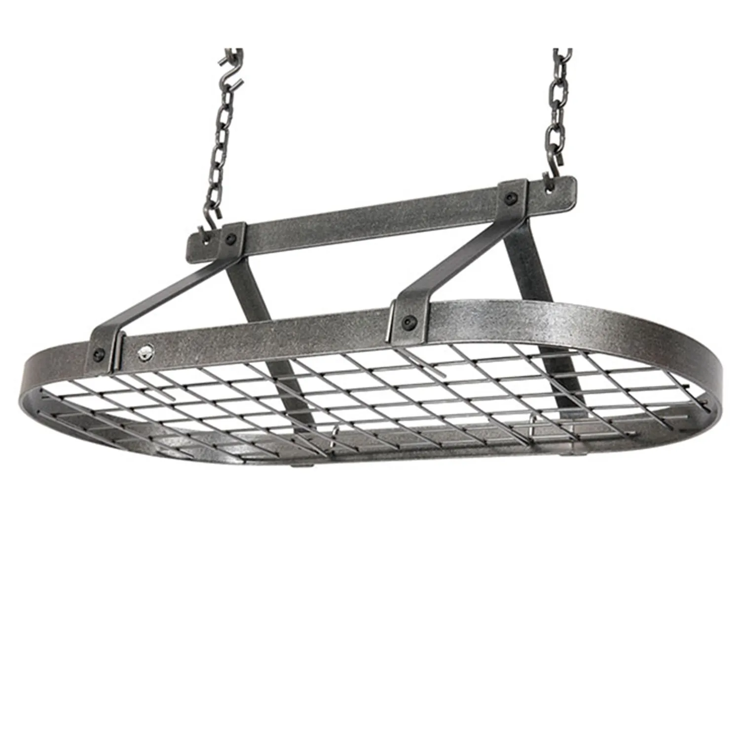Enclume Classic Hammered Steel Oval Ceiling Pot Rack