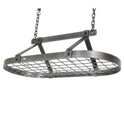 Enclume Classic Hammered Steel Oval Ceiling Pot Rack