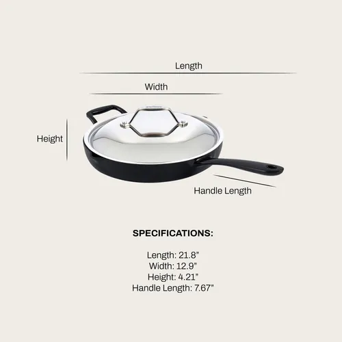 All-Clad Enameled Cast Iron Skillet with Lid, 12" 