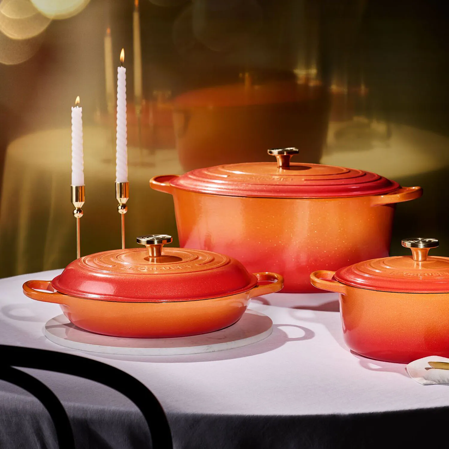 Le Creuset Signature Flamme Dorée Braiser, 3.5 qt.