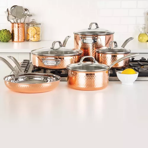 Viking Copper Clad 3-Ply Hammered 10-Piece Cookware Set