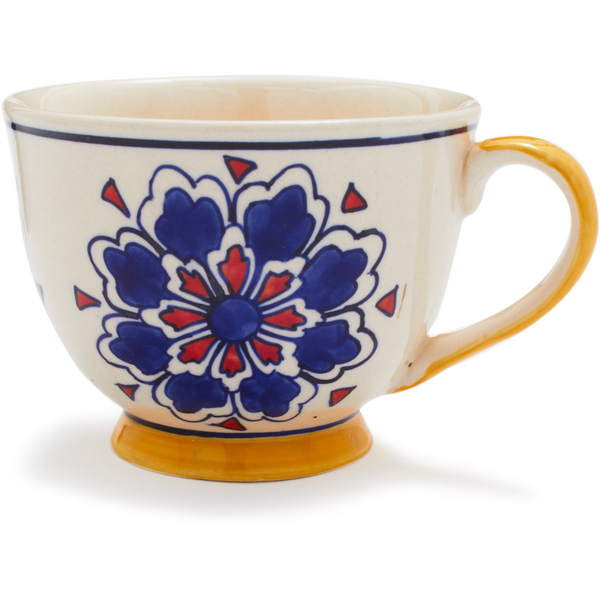 Blue Floral Ceramic Cup, 12 oz.