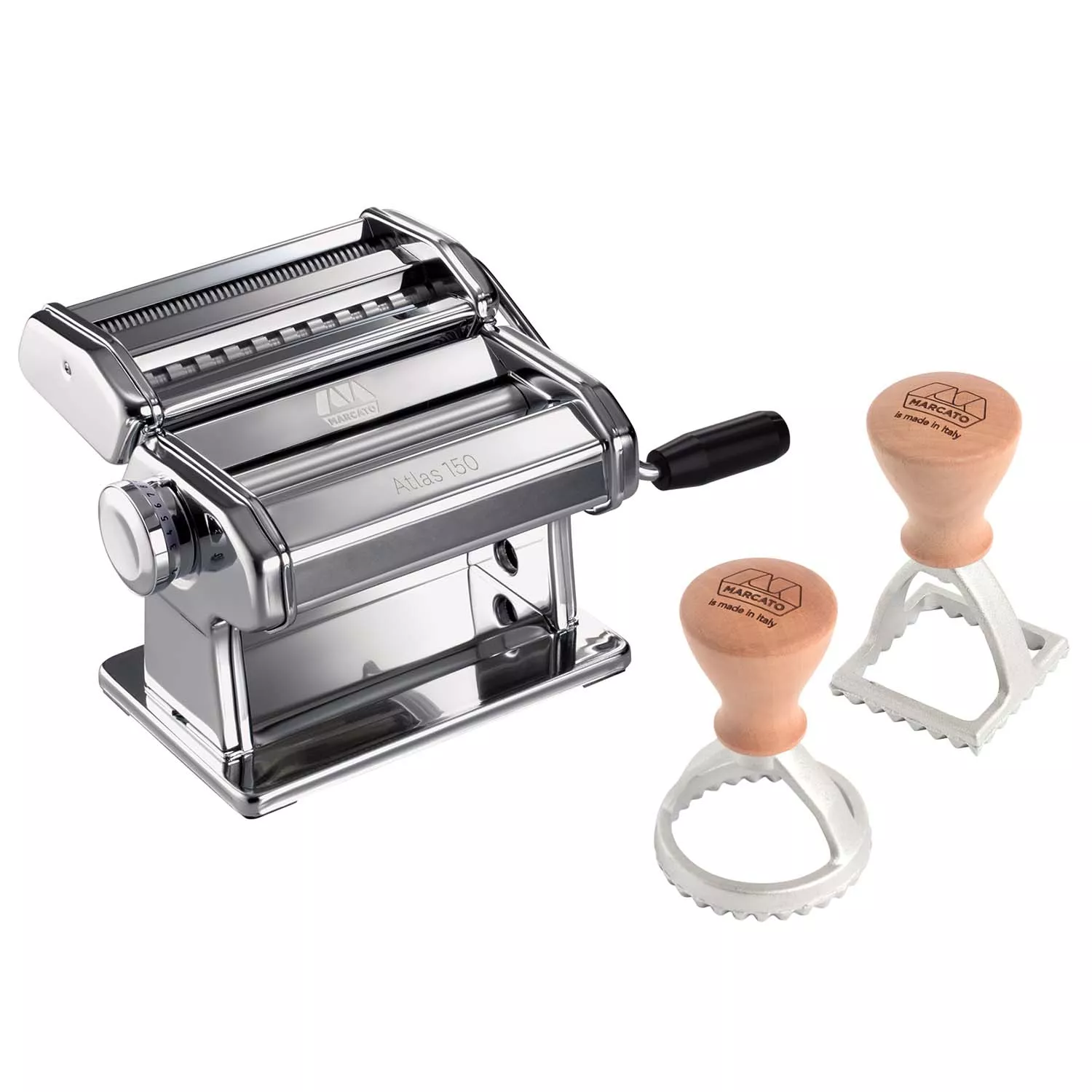 Marcato Atlas 150 Classic Pasta Maker with 2 Ravioli Stamps