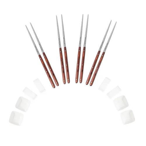 French Home Chopsticks, Ceramic Rests & Sauce Bowls, Set of 4