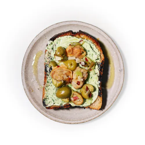 Grilled Clam Toast with Ramp Butter