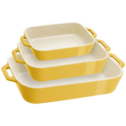 Staub Stoneware 3-Piece Rectangular Baker Set Stackable! Great for storage