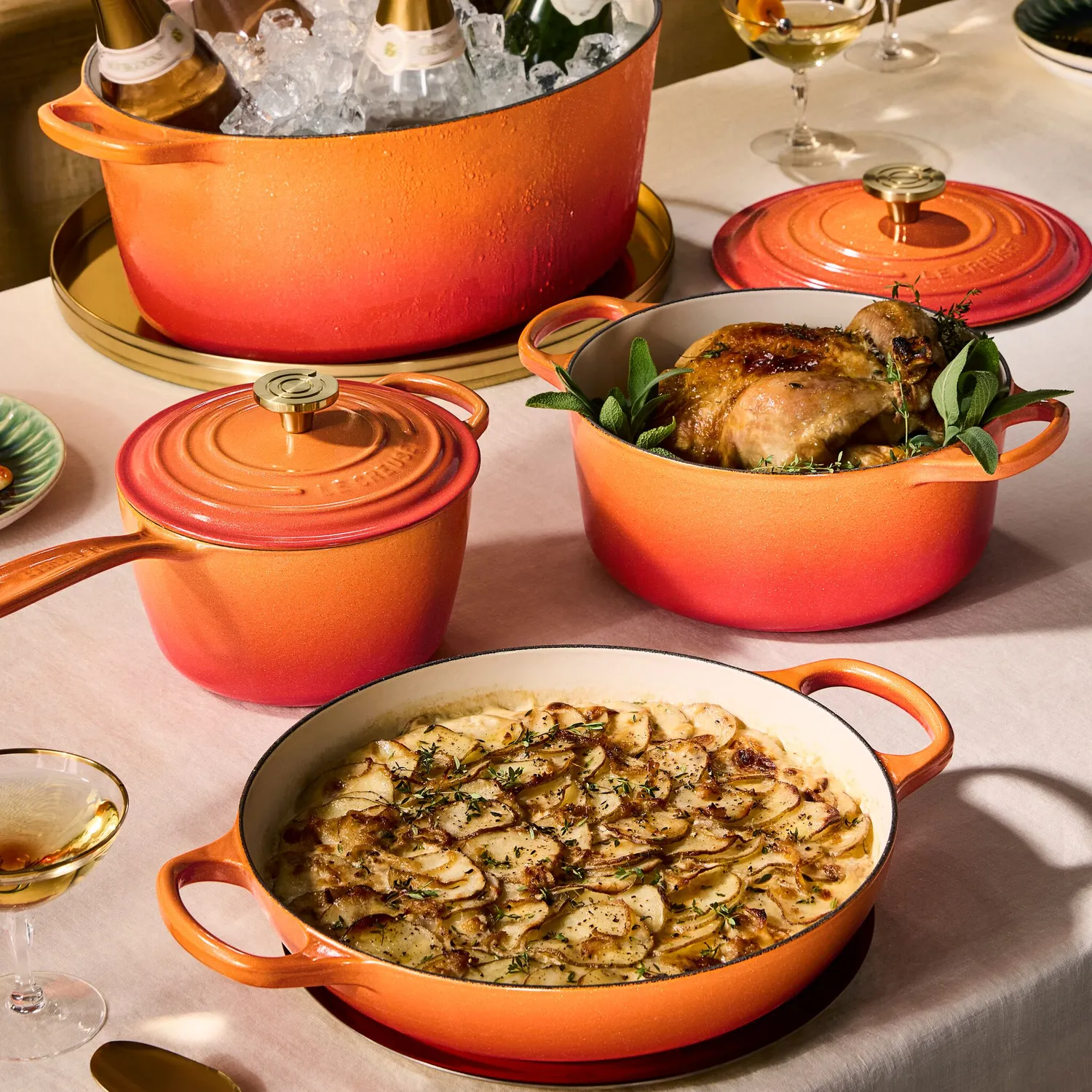 Le Creuset Signature Flamme Dorée Braiser, 5.5 qt.