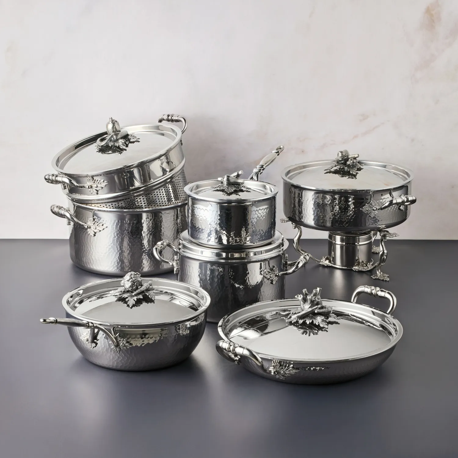 Ruffoni Opus Prima Hammered Stainless Steel 14-Piece Cookware Set
