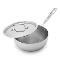 D3 Stainless 3-ply Bonded Cookware, Saucier with Whisk, 2 quart