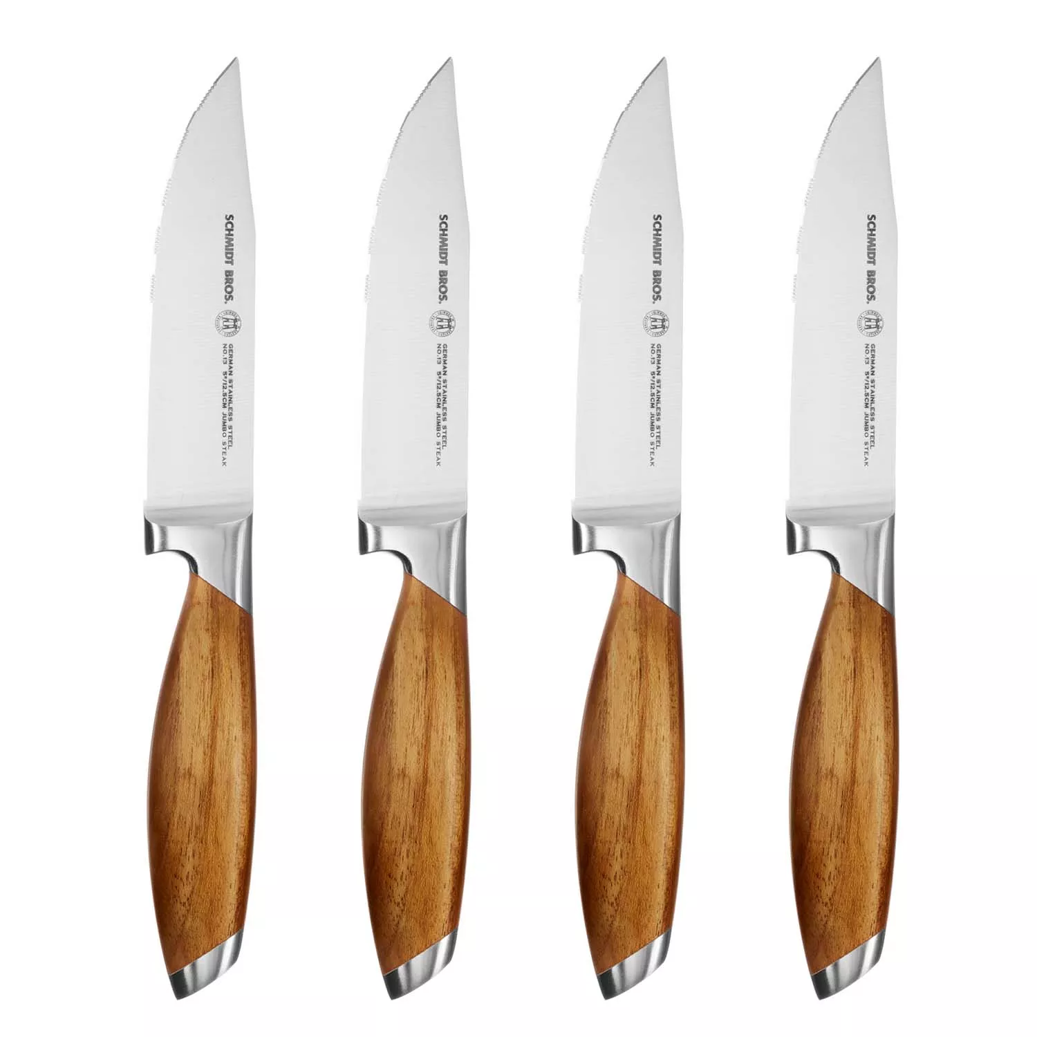 Schmidt Brothers Cutlery Bonded Teak Jumbo Steak Knives, Set of 4