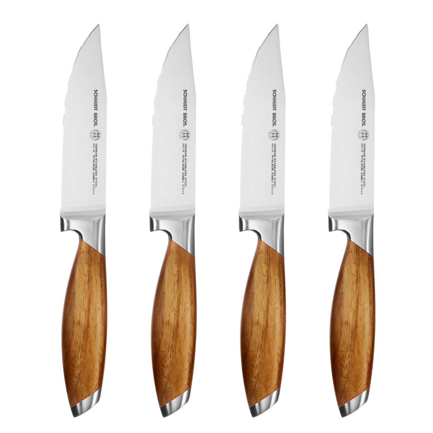 Schmidt Brothers Cutlery Bonded Teak Jumbo Steak Knives, Set of 4