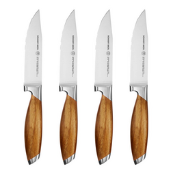 Schmidt Brothers Cutlery Bonded Teak Jumbo Steak Knives, Set of 4 