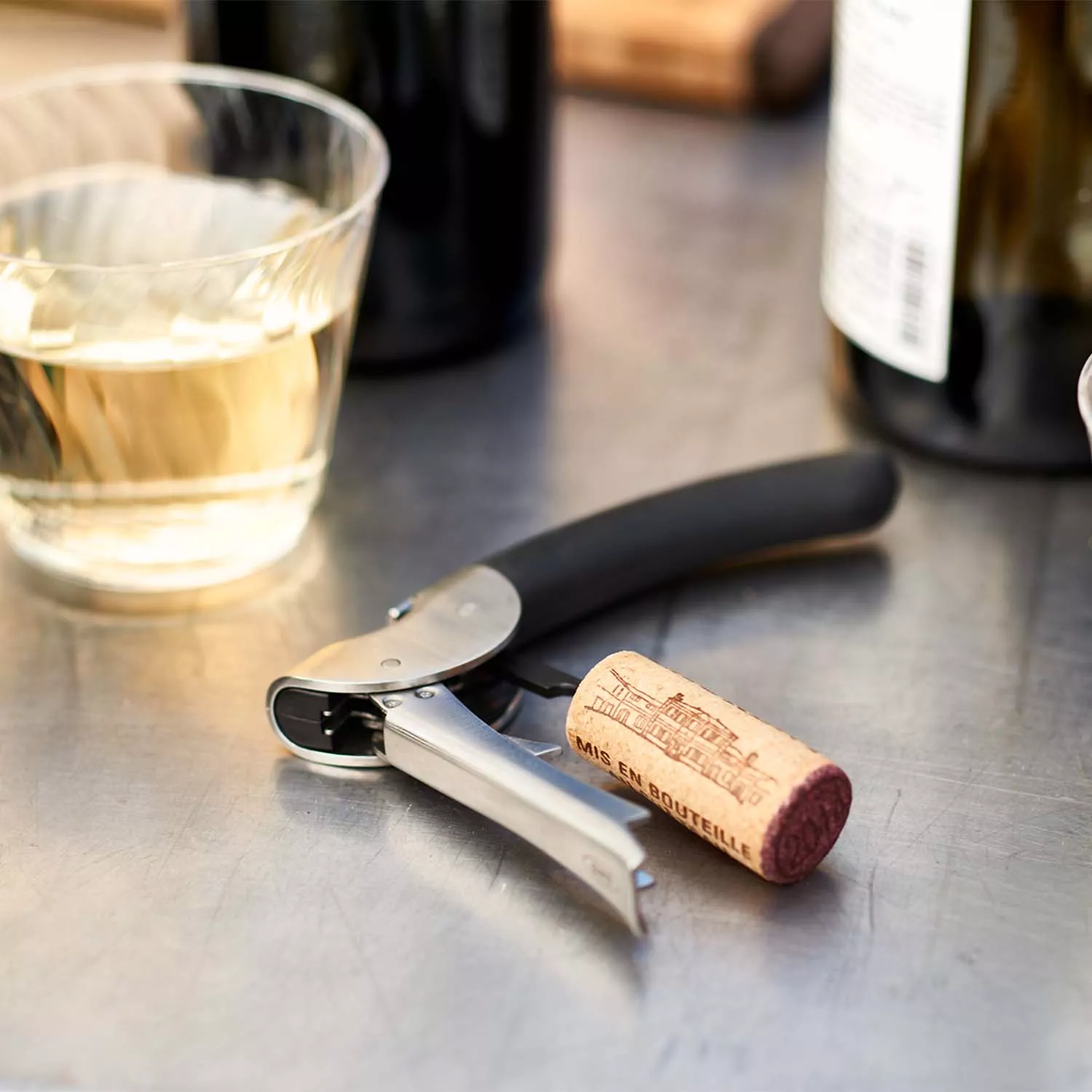 OXO Winged Corkscrew Soft Knob Smooth Gliding Steel Wine Bottle Cork Opener  