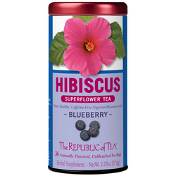 The Republic of Tea Hibiscus Blueberry Tea In the middle of the day I love no caffeine and the flavor of blueberries