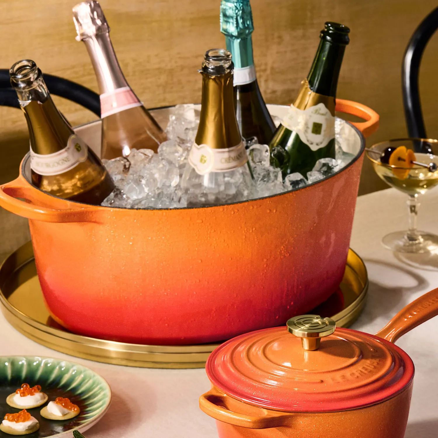 Le Creuset Signature Flamme Dorée Oval Dutch Oven, 15.5 qt.