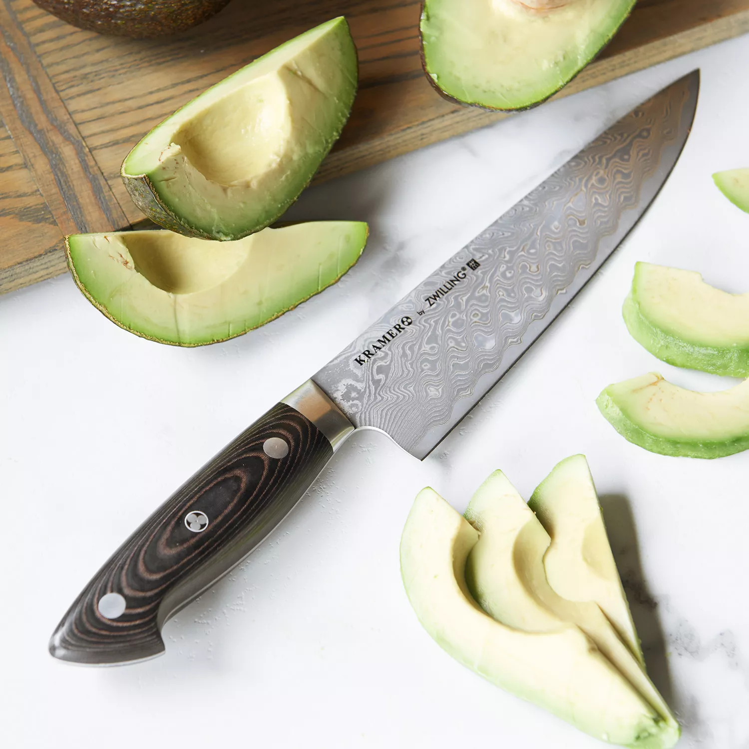 Bob Kramer Stainless Damascus Narrow Chef&#8217;s Knife by Zwilling J.A. Henckels, 8&#34;