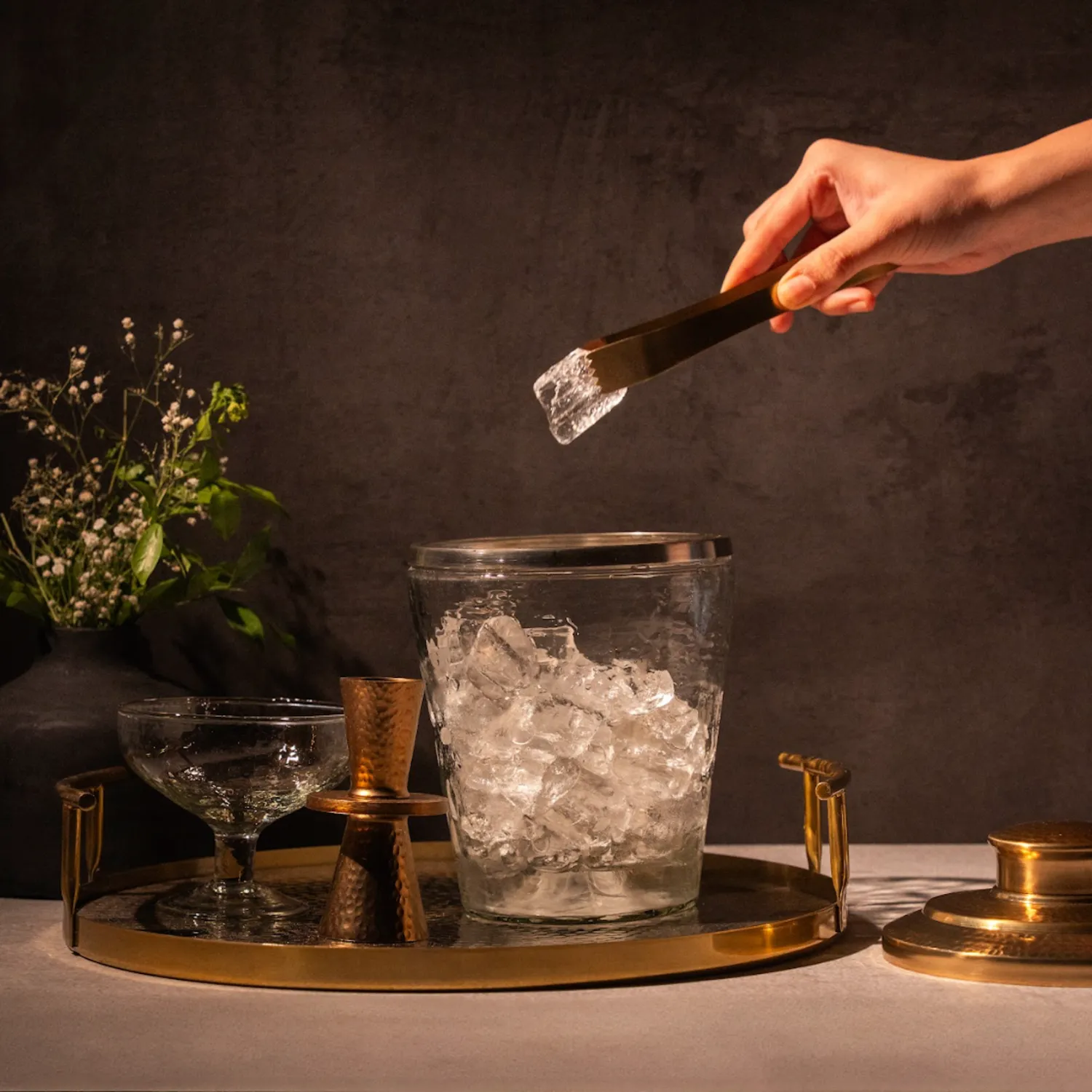 Collective Home Pebble Ice Bucket with Tongs