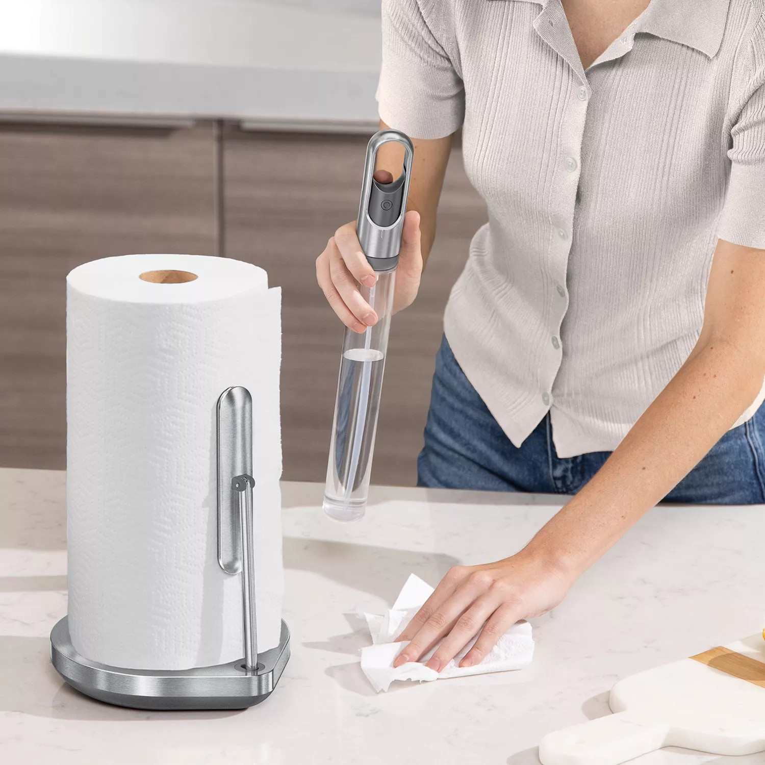Simplehuman Paper Towel Holder with Spray Pump