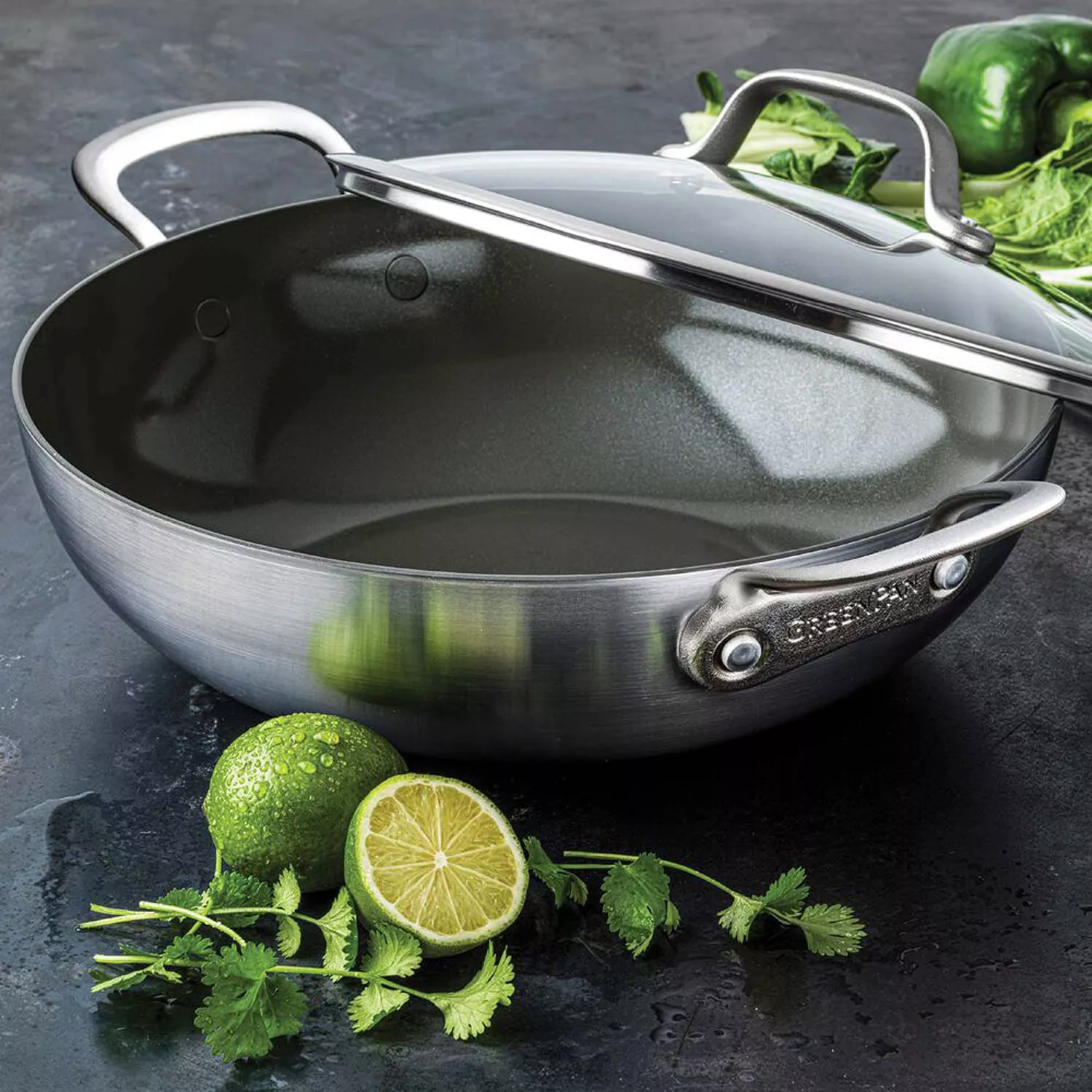 GreenPan Craft Steel Chef’s Pan with Lid, 5 qt.
