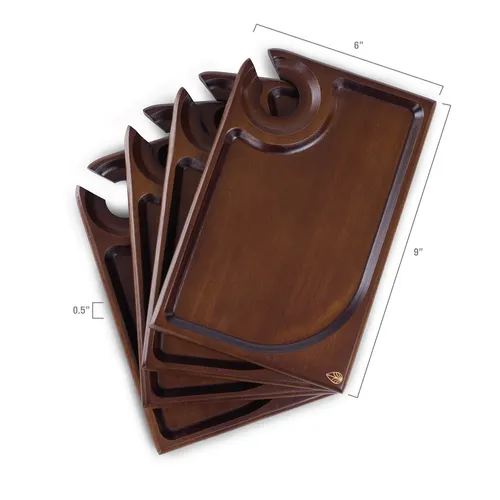 Picnic Time Rectangle Parawood Wine Appetizer Plates, Set of 4