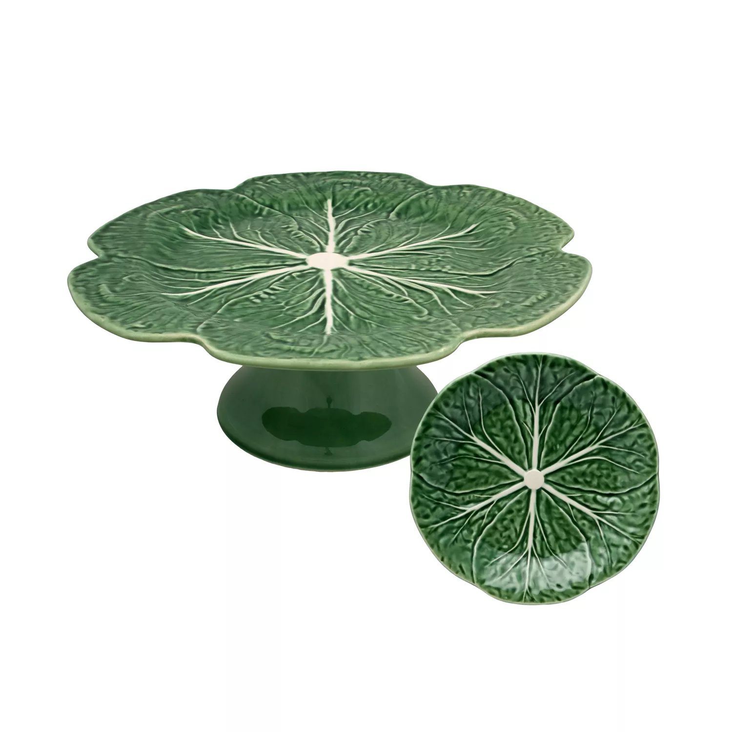 Bordallo Pinheiro Cabbage Cake Stand, 12"