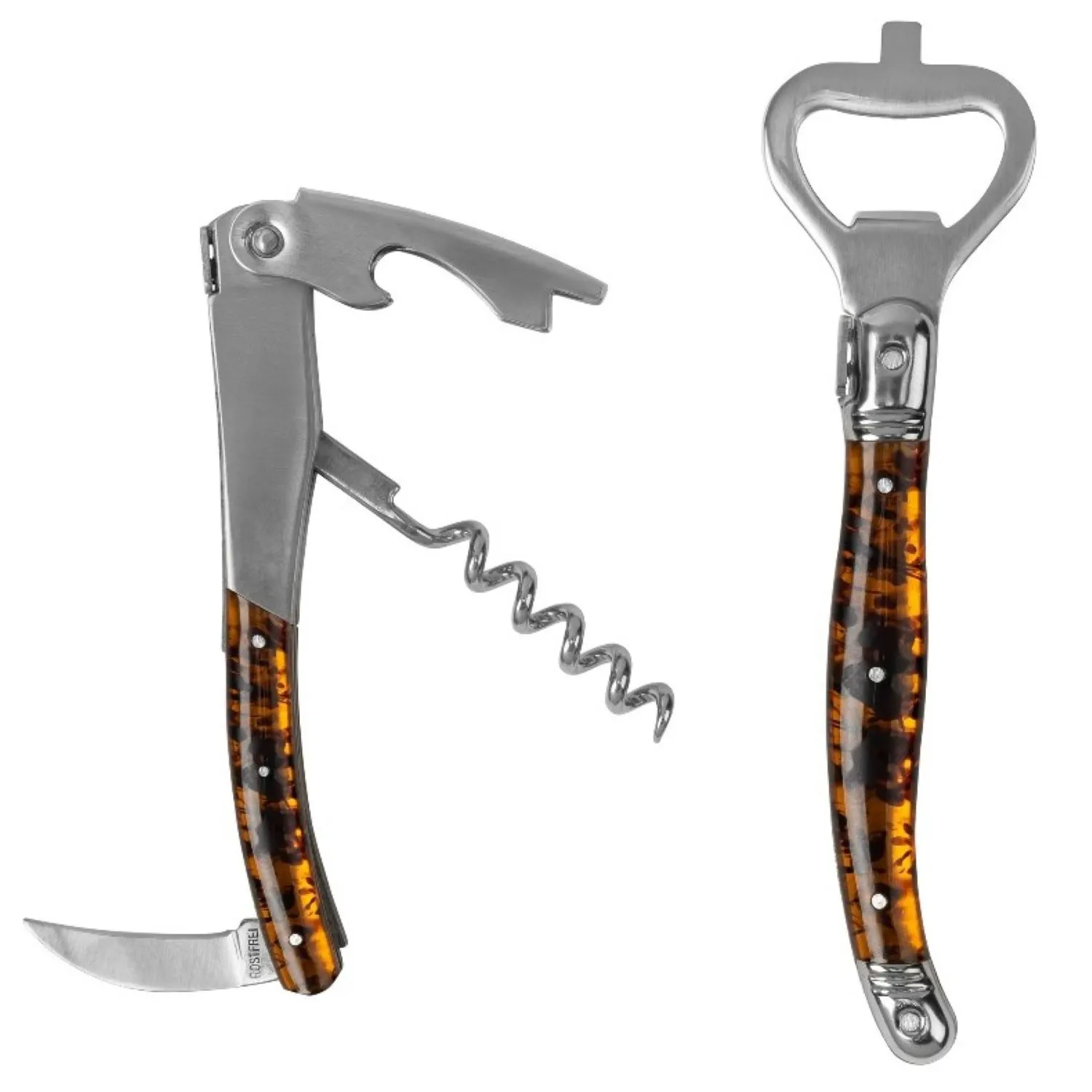 French Home Laguiole Pakkawod Bottle Opener Bar and Corkscrew Set