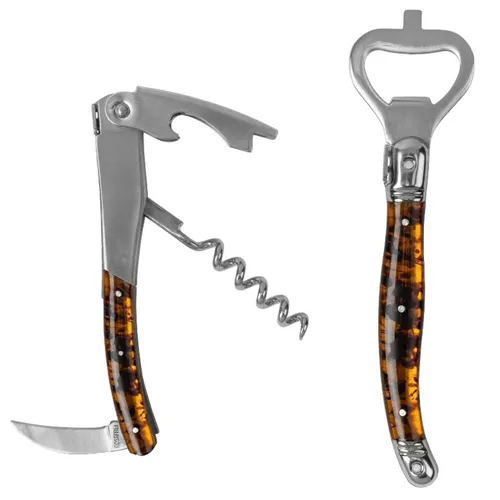 French Home Laguiole Pakkawod Bottle Opener Bar and Corkscrew Set