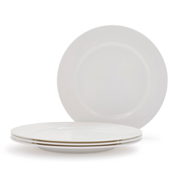 Gourmet Essentials Bone China Classic Dinner Plates, Set of 4