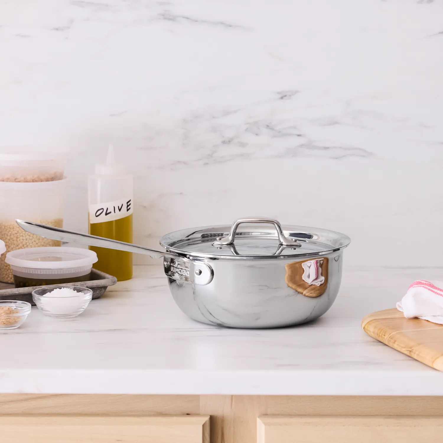 All-Clad D3 Stainless Steel Chef's Selection Saucier, 3 qt.