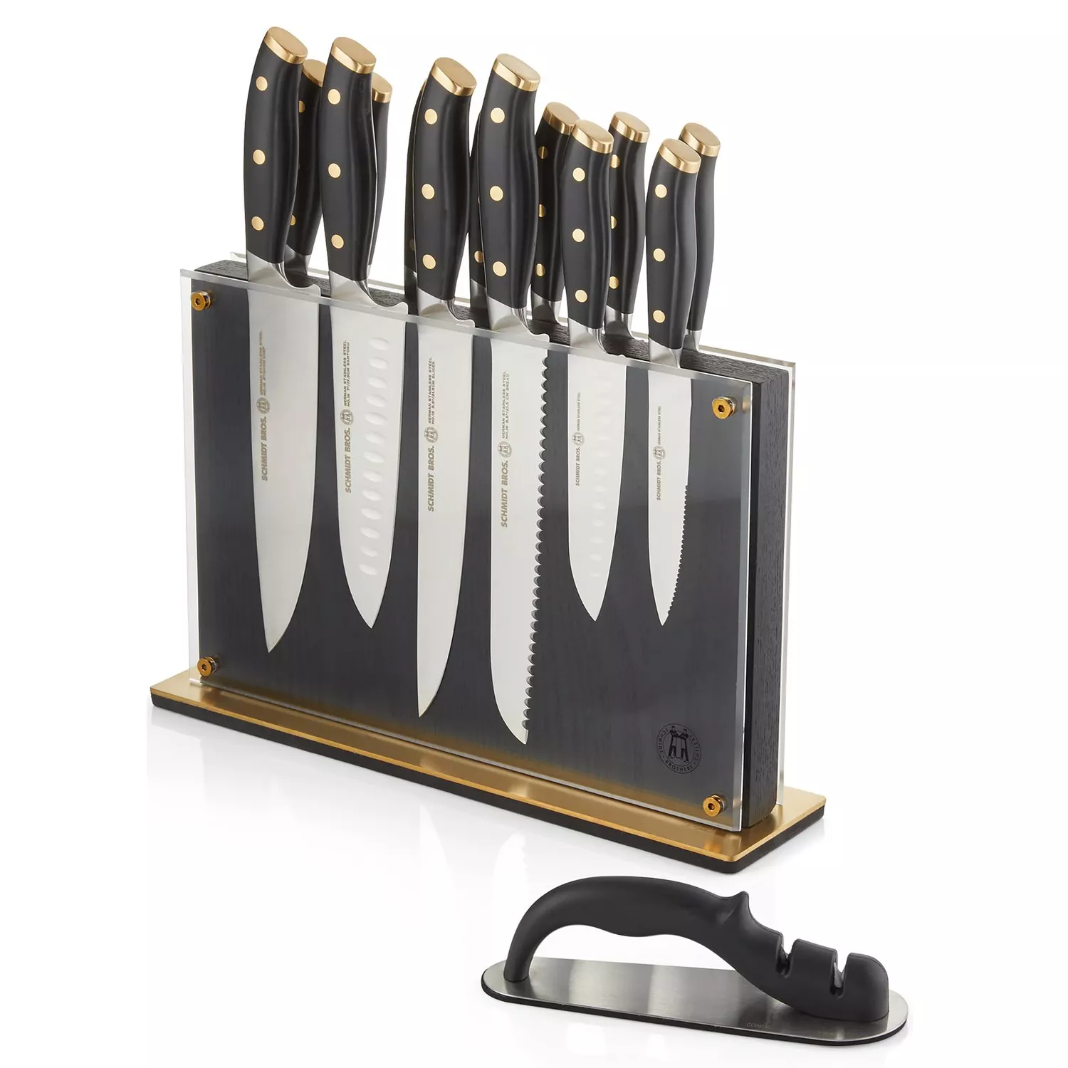 11 Piece Cutlery knife set in Chef Bag, Black ABS