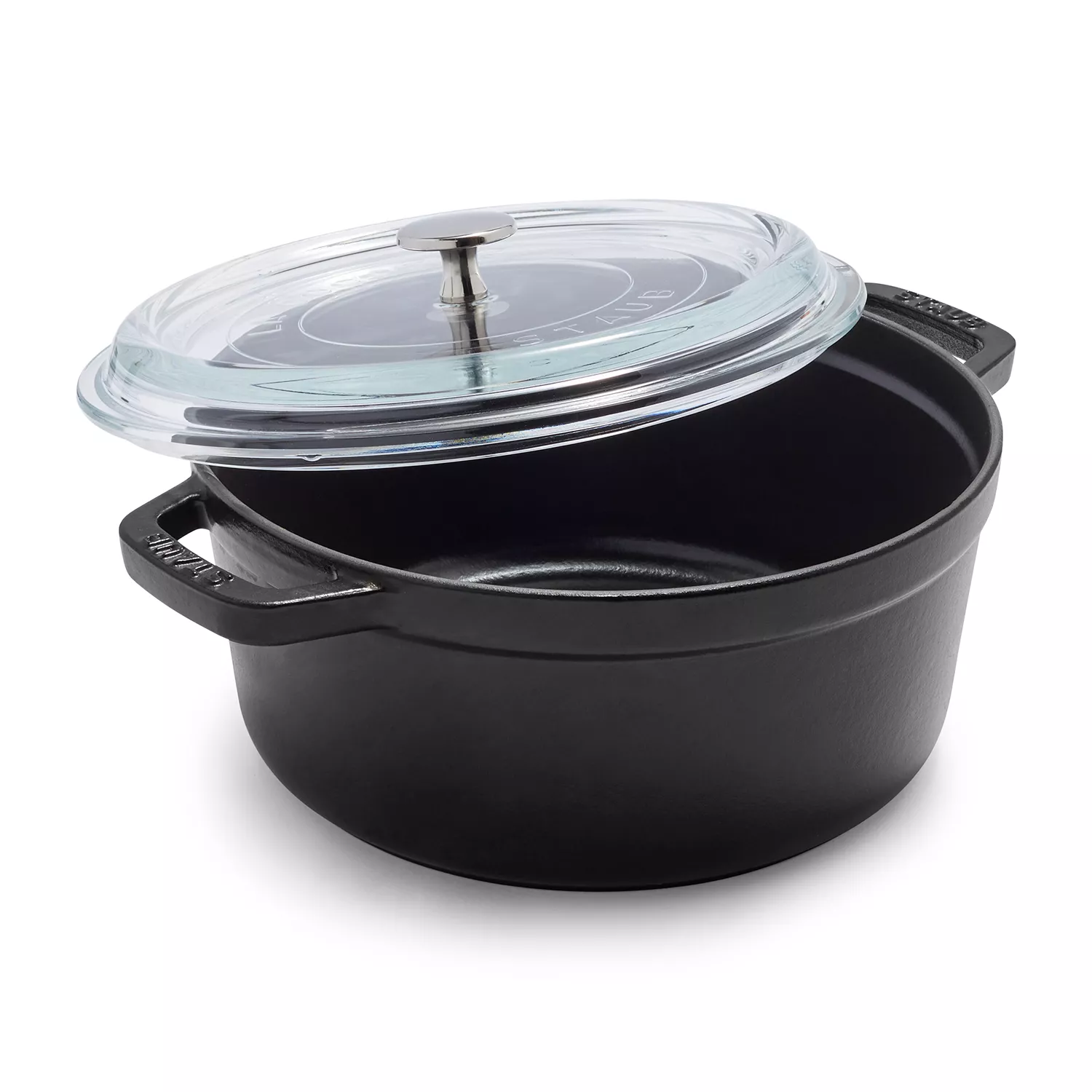 Staub Cast Iron Dutch Oven 4-qt Round Cocotte with Glass Lid, Made in  France, Serves 3-4, Cherry