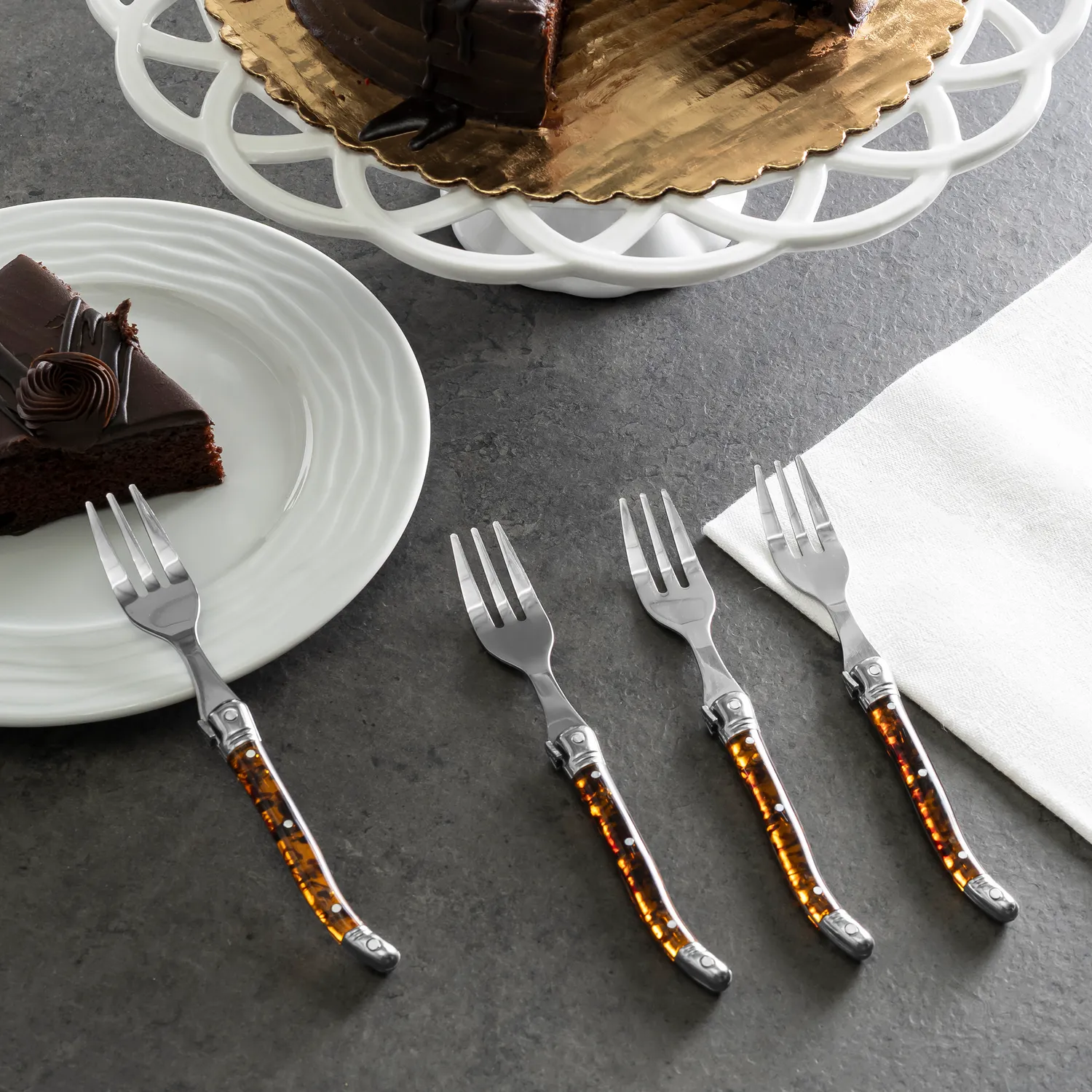 French Home Laguiole Cake Forks, Set of 4