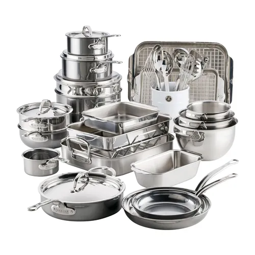 Hestan NanoBond Titanium & Provisions Stainless Steel Mixed 34-Piece Cookware Set