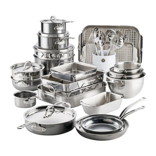 Hestan NanoBond Titanium & Provisions Stainless Steel Mixed 34-Piece Cookware Set