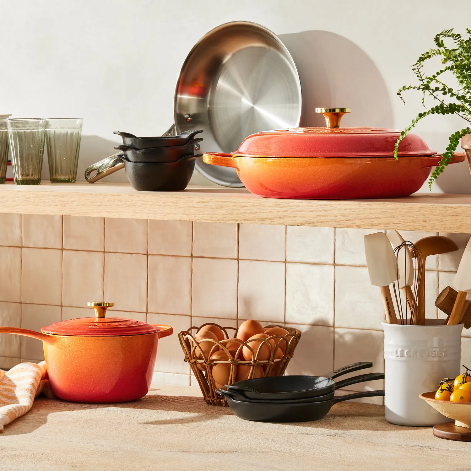 Le Creuset Signature Flamme Dorée Braiser, 3.5 qt.