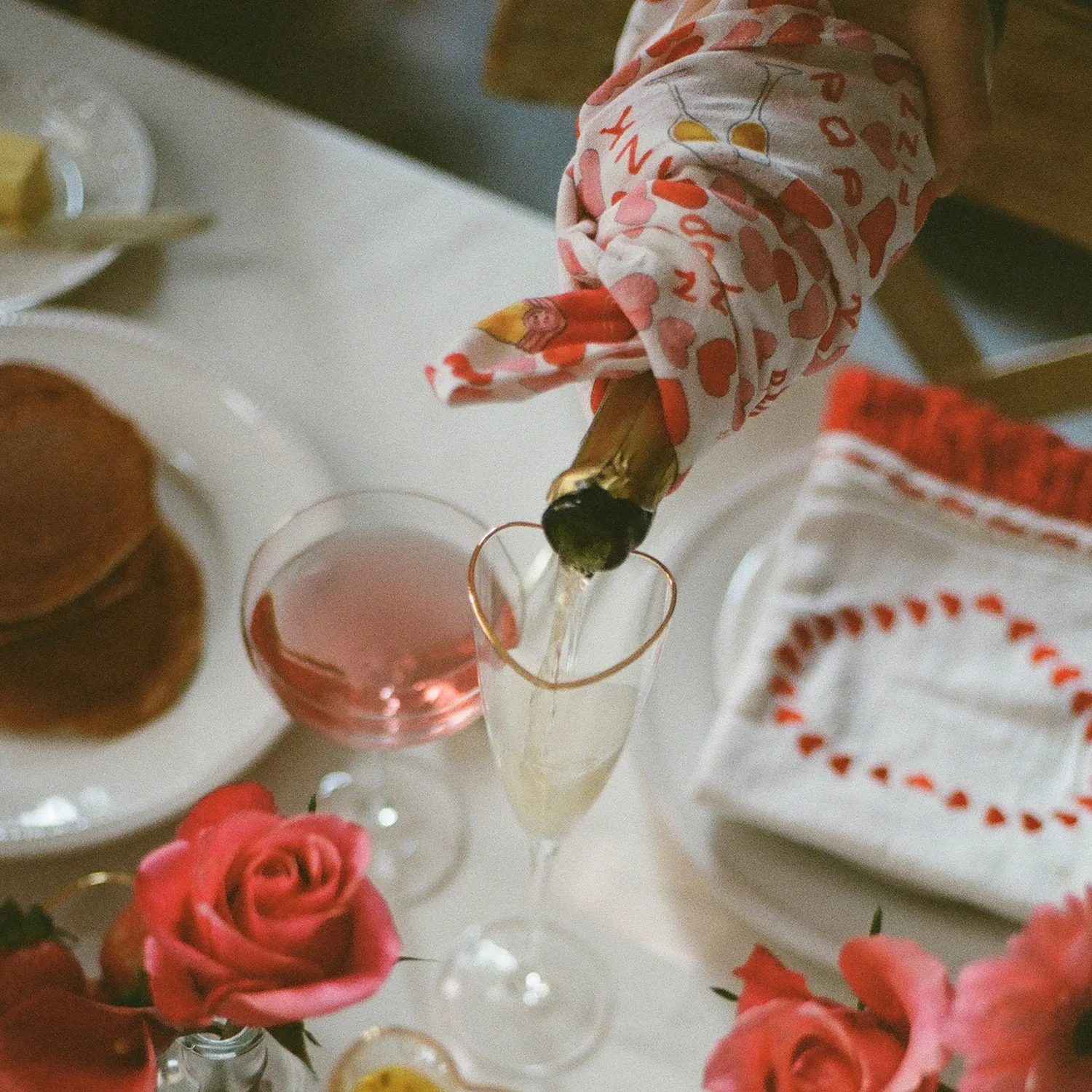 Sur La Table Valentine's Day Champagne Flour Sack Towel