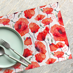 Red Poppies Vinyl Placemats, Set of 4