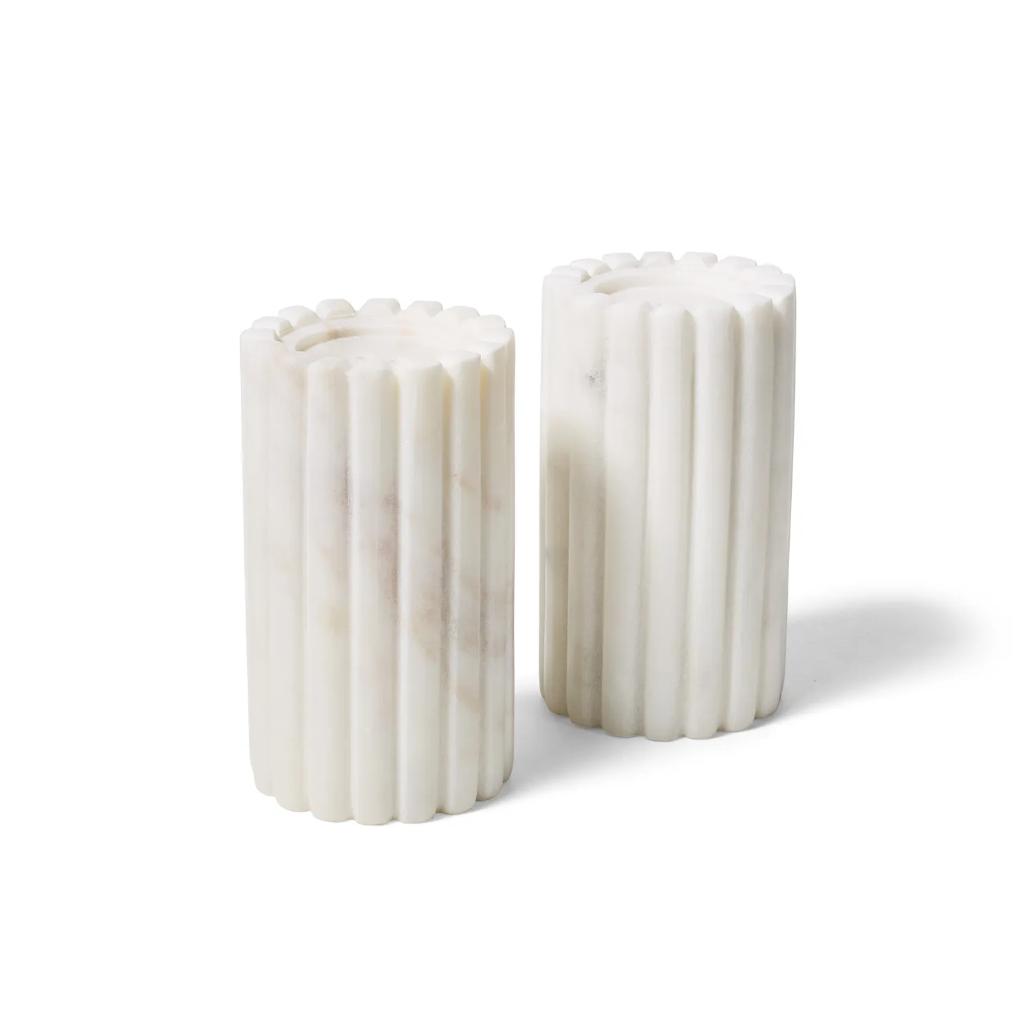 Sur La Table Fluted Marble Salt and Pepper Shakers